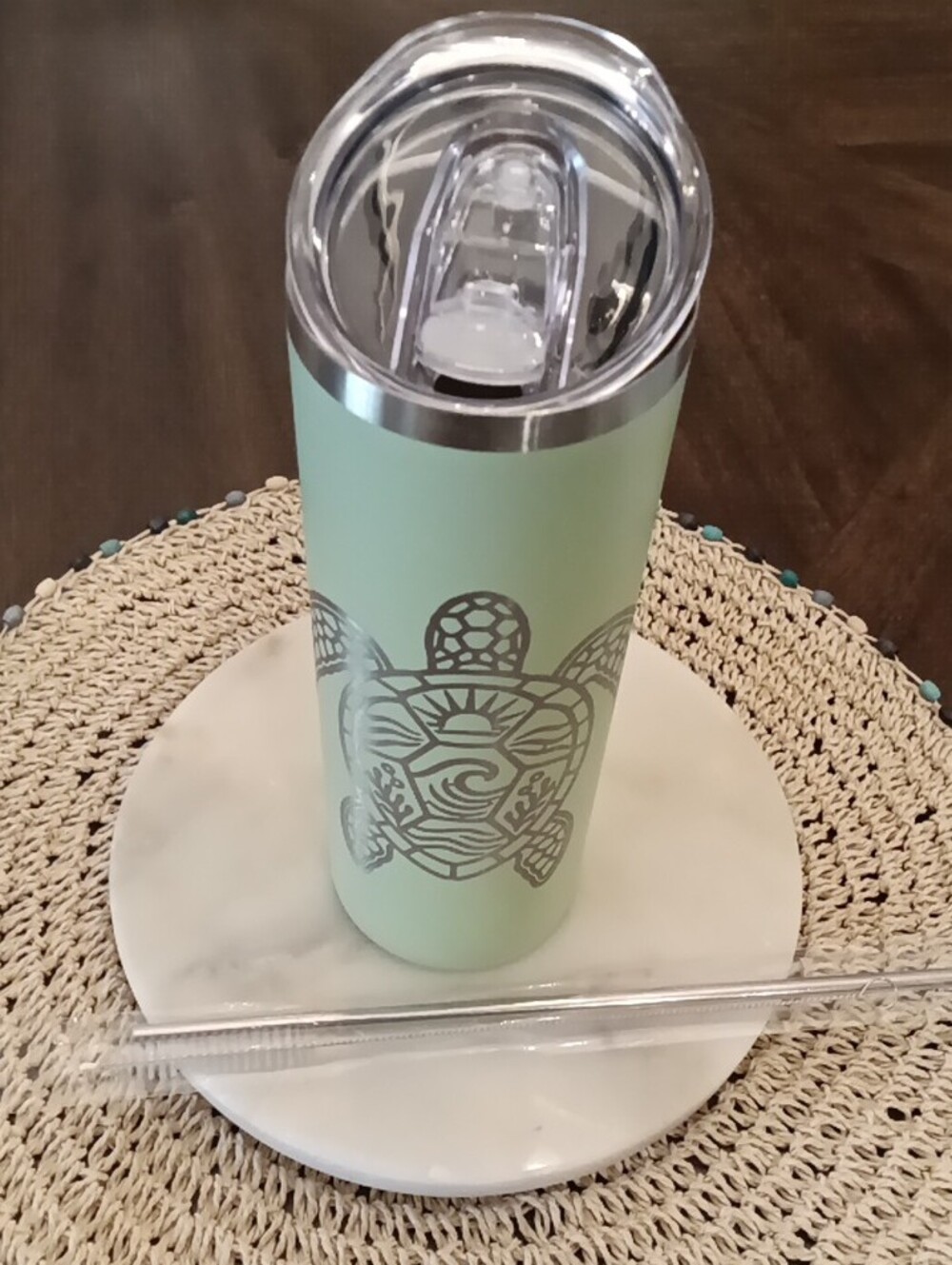 Bluemoon906 Designs & Engraved By Us. Unbreakable Skinny Tumbler W/ Straw, Brush - Picture 5 of 6